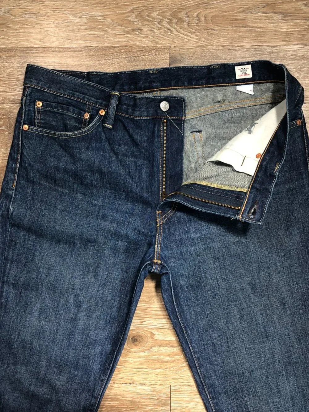 Levis 511 Jeans Mens Tag 38x32 White Oak Cone Denim Dark Blue USA Actual 38x32